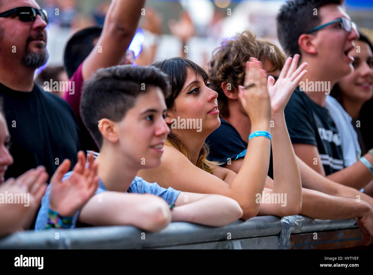 VALENCIA, SPAIN - JUN 10: The crowd at Festival de les Arts on June 10, 2016 in Valencia, Spain. Stock Photo