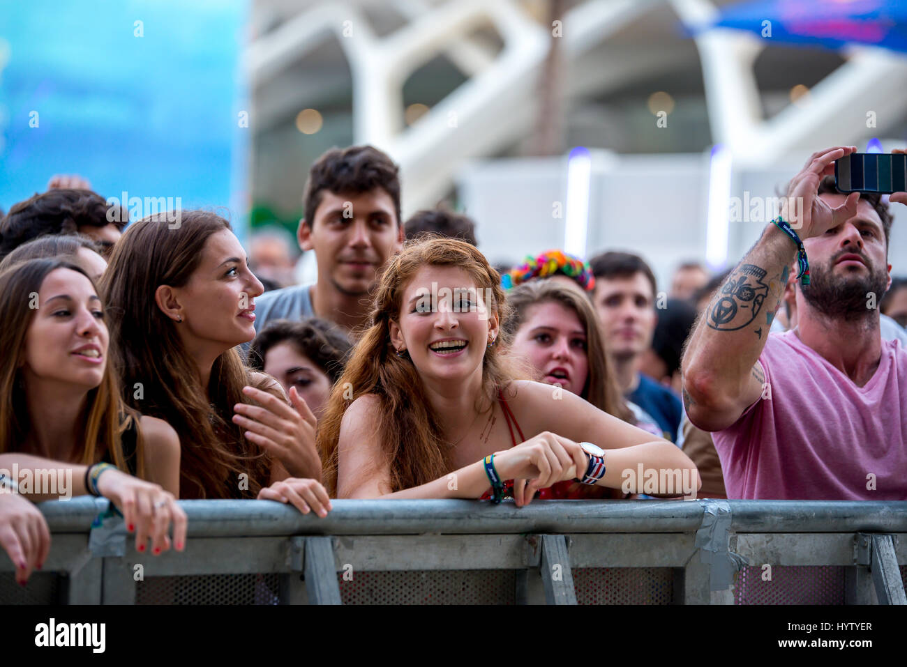 VALENCIA, SPAIN - JUN 10: The crowd at Festival de les Arts on June 10, 2016 in Valencia, Spain. Stock Photo