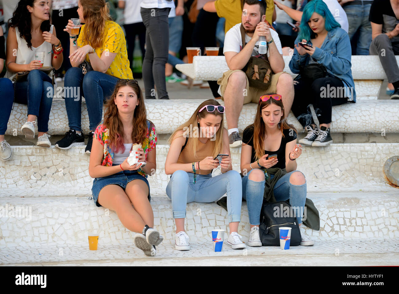 VALENCIA, SPAIN - JUN 10: The crowd at Festival de les Arts on June 10, 2016 in Valencia, Spain. Stock Photo