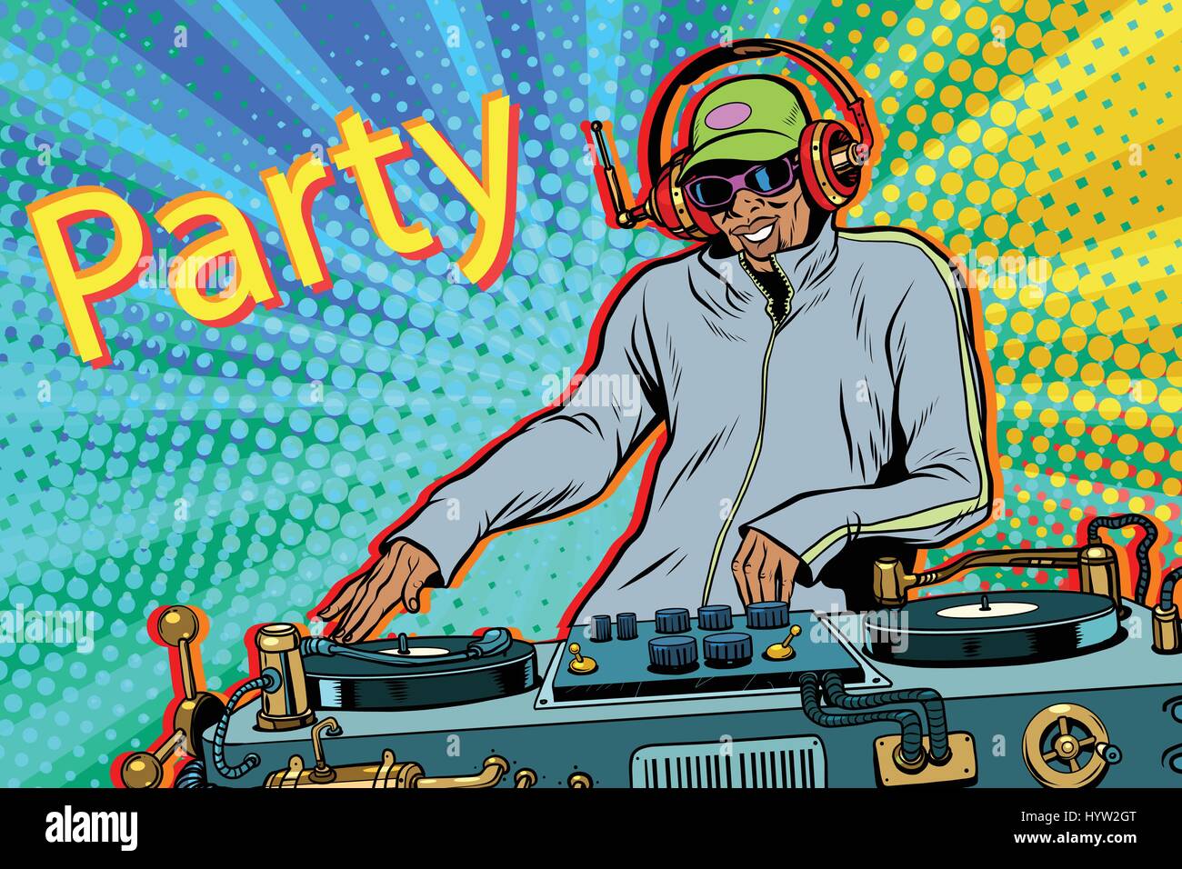 DJ boy party mix music Stock Vector