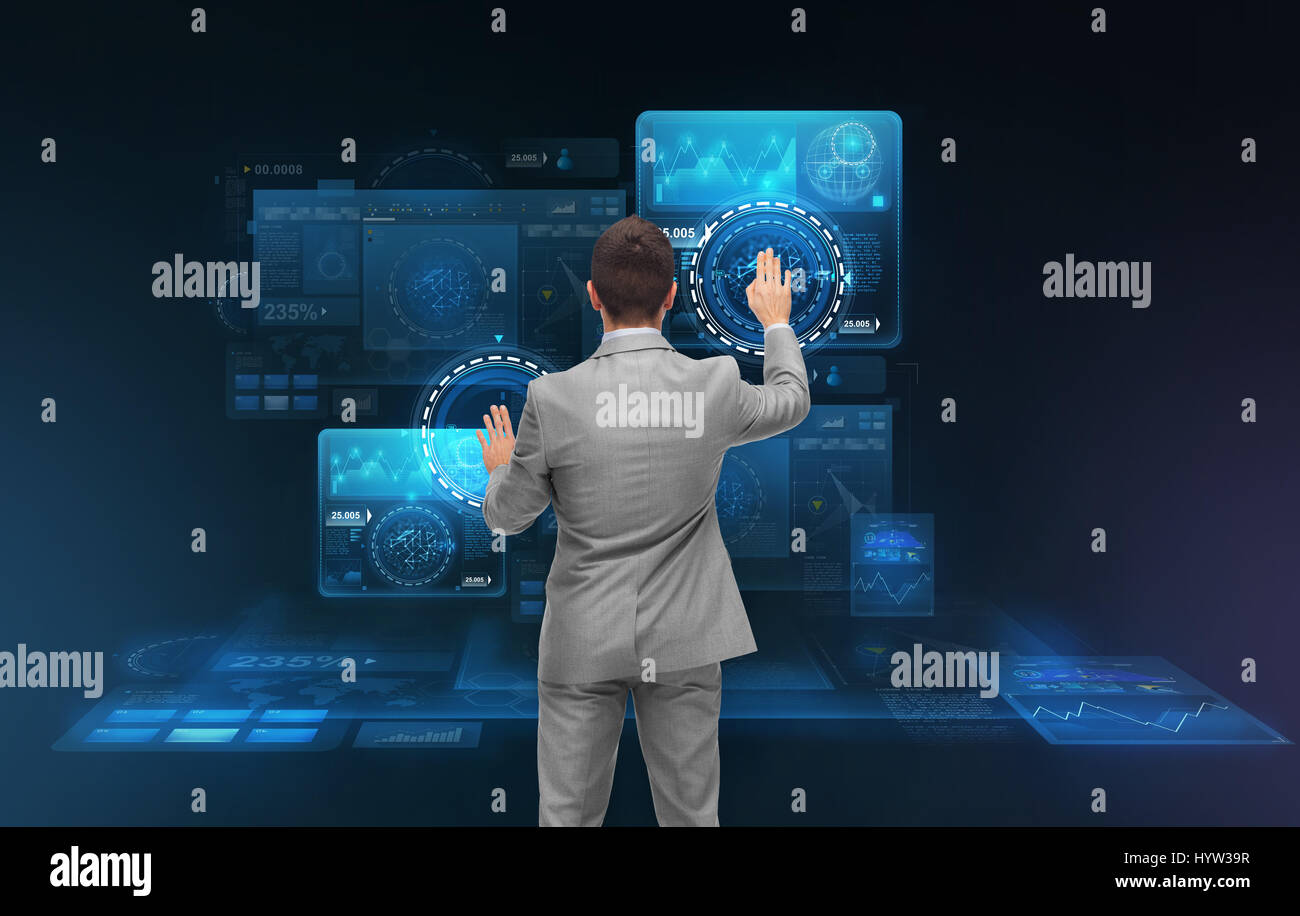 Virtual Privcy Screen businessman working with virtual screens Stock Photo - Alamy