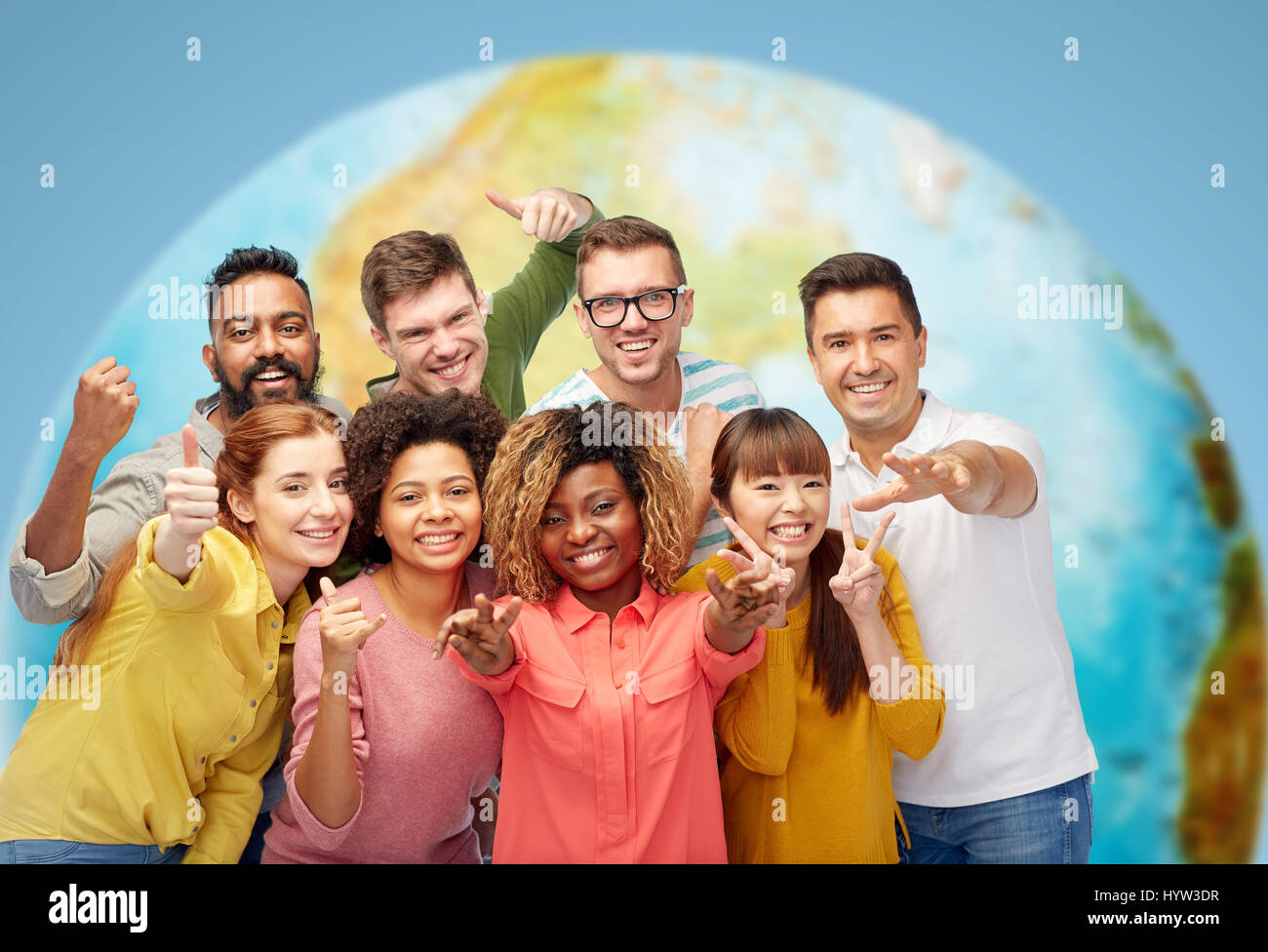 international group of people showing thumbs up Stock Photo - Alamy