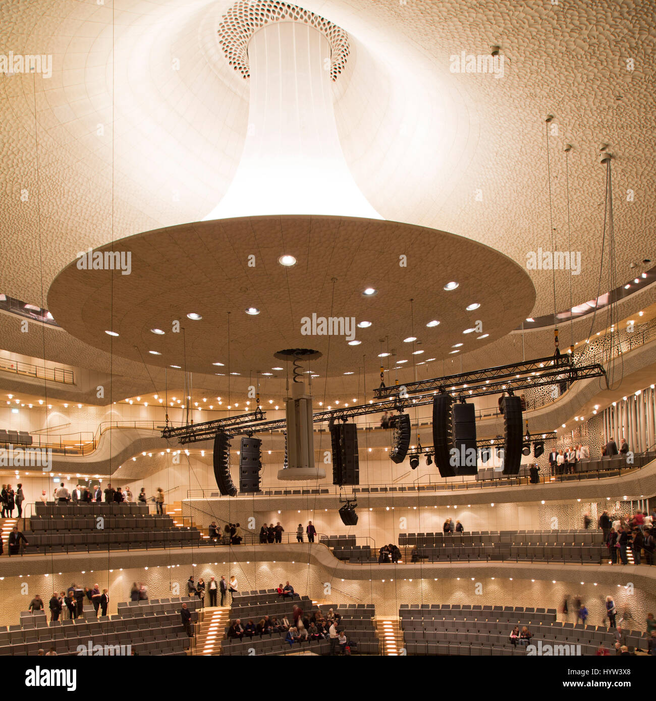 The concert hall within the Elbphilharmonie in Hamburg, Germany. The hall is highly regarded for the quality of its acoustics. Stock Photo