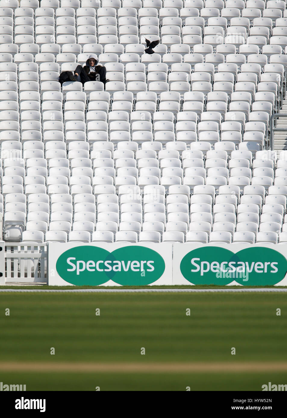 General view of a spectators during day one of the Specsavers County Cricket Championships, Division One match at The Oval, London. Stock Photo