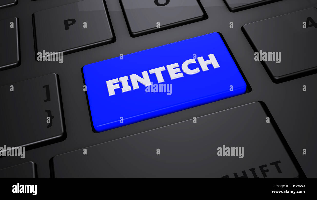 fintech blue keyboard button 3d illustration render Stock Photo Alamy