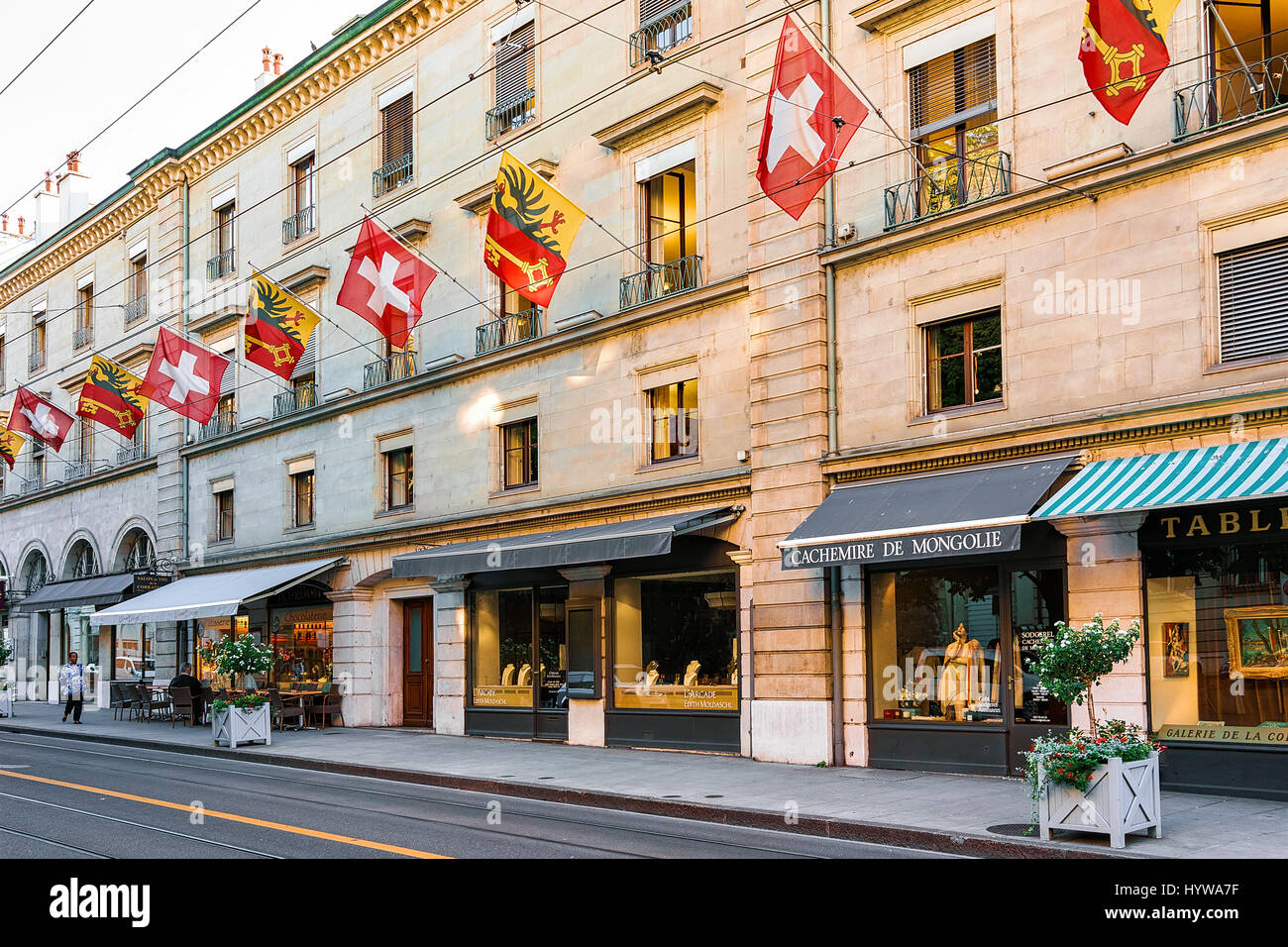Switzerland geneva luxury shops rue hires stock photography and images