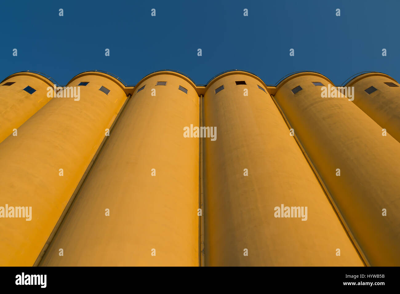 Tower silos facility for grain storage Stock Photo