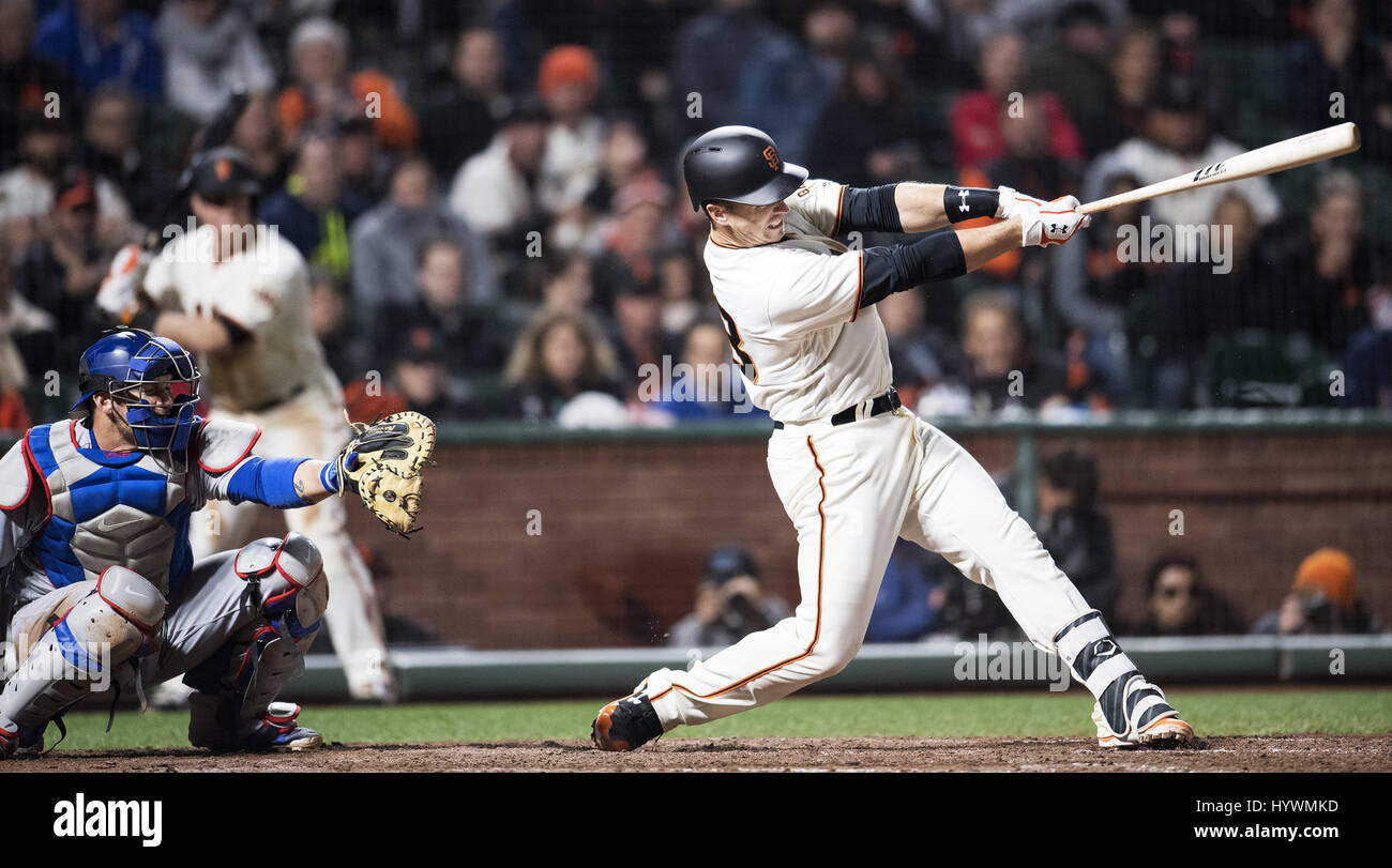 San Francisco, California, USA. 26th Apr, 2017. San Francisco Giants catcher Buster Posey (28) during a MLB baseball game between the Los Angeles Dodgers and the San Francisco Giants at AT&T Park in San Francisco, California. Valerie Shoaps/CSM/Alamy Live News Stock Photo