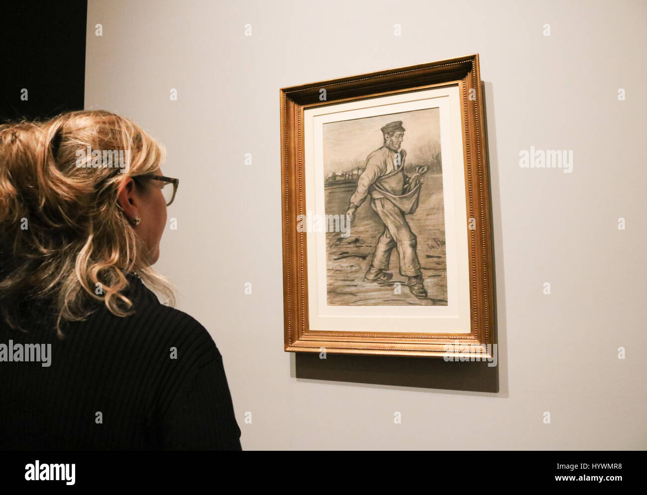 Melbourne, Australia. 27th Apr, 2017. The Sower: A preview of Van Gogh and the Seasons exhibition at the National Gallery of Victoria featuring major artworks of Dutch impressionist Vincent Van Gogh reflecting the four seasons Credit: amer ghazzal/Alamy Live News Stock Photo