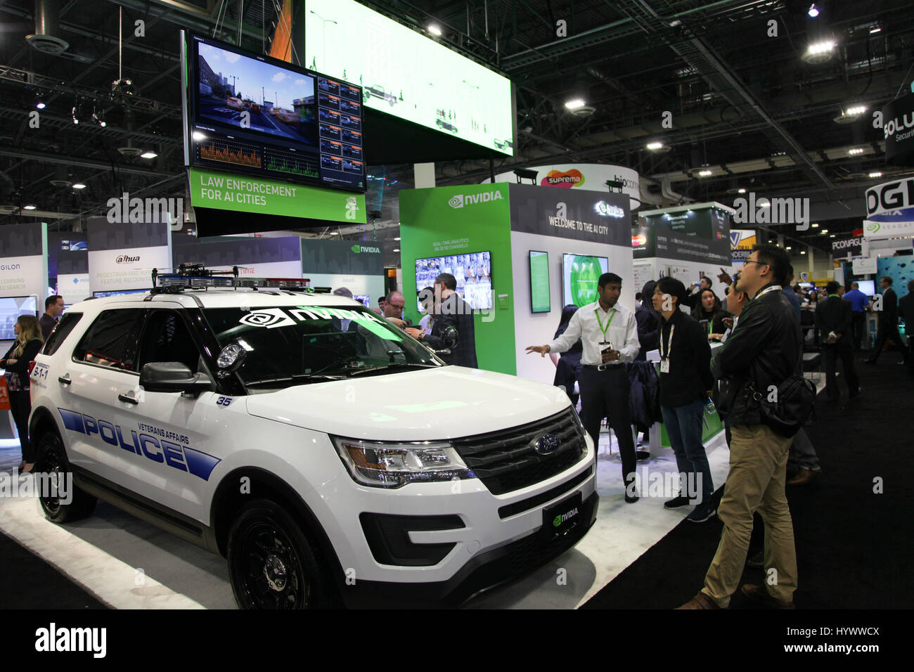 Las Vegas, USA. 6th Apr, 2017. People visit the International Security Conference & Exposition, also known as ISC West, in Las Vegas, the United States, April 6, 2017. Credit: Gao Shan/Xinhua/Alamy Live News Stock Photo