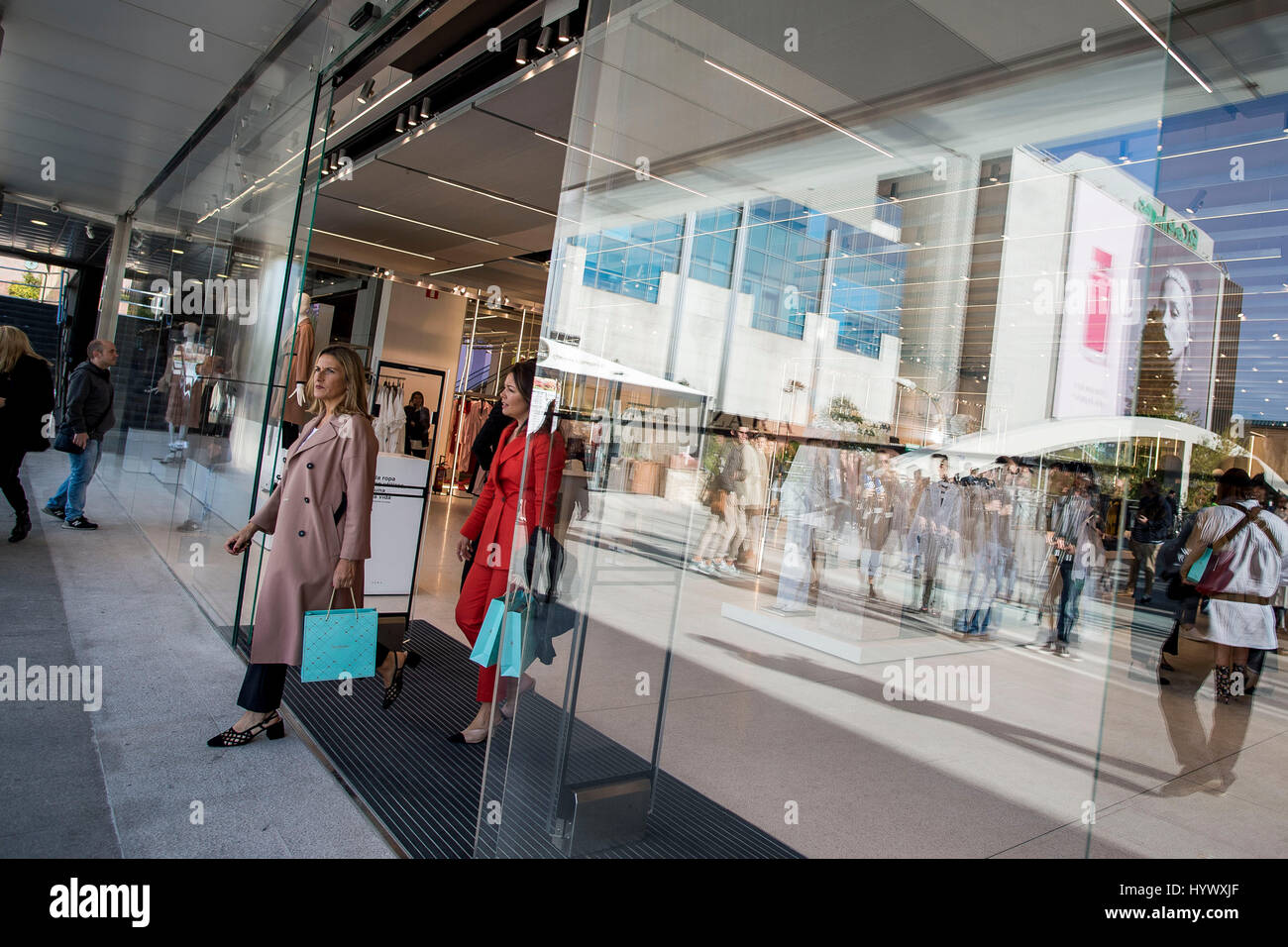 during the inauguration of the world's largest Zara store in Madrid