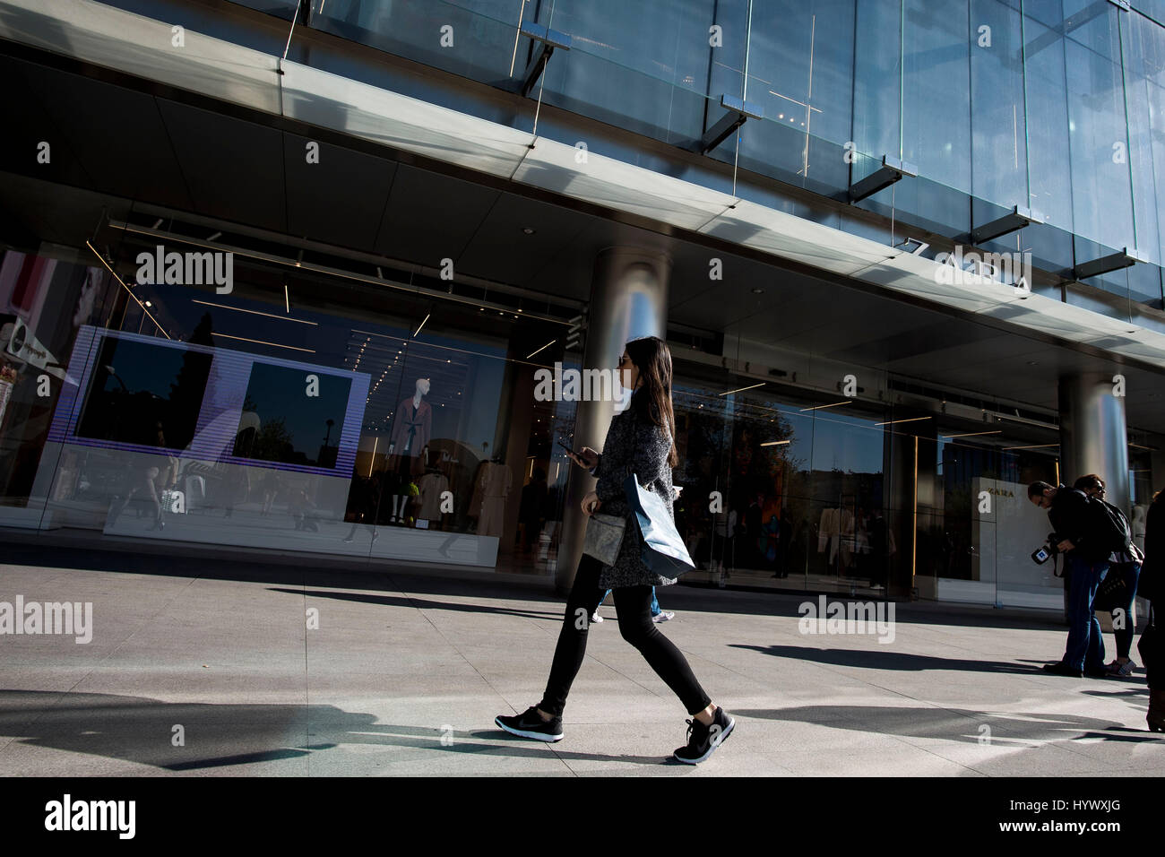 during the inauguration of the world's largest Zara store in Madrid