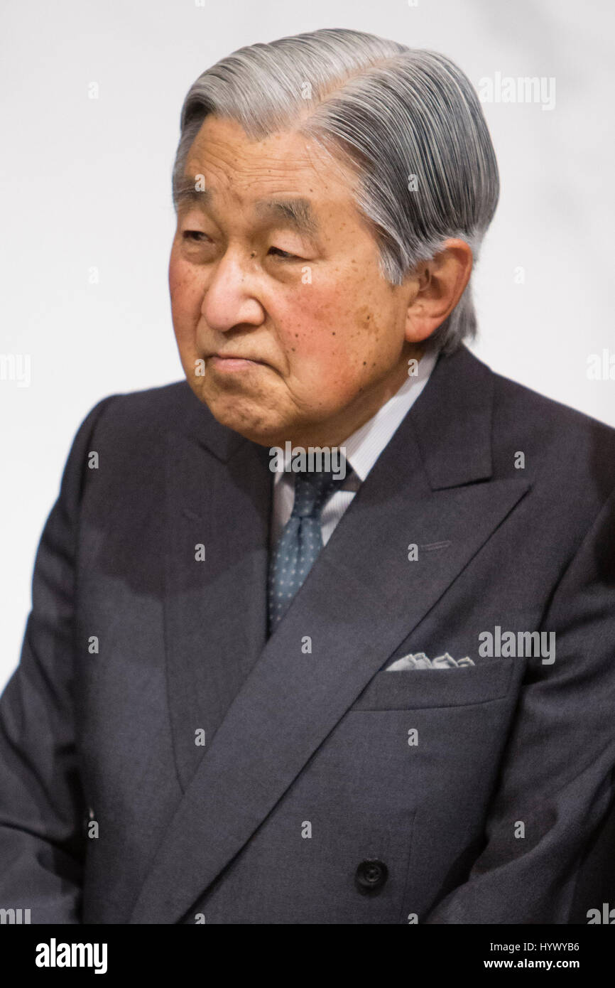 Japanese Emperor Akihito during visit former mansion of Lord Tokugawa