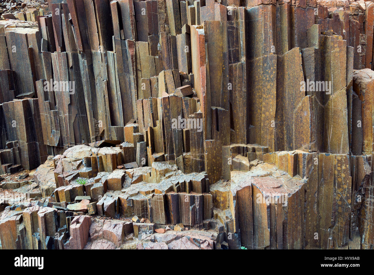 Basalt columns at Twyfelfontein, Damaraland,Namibia Stock Photo