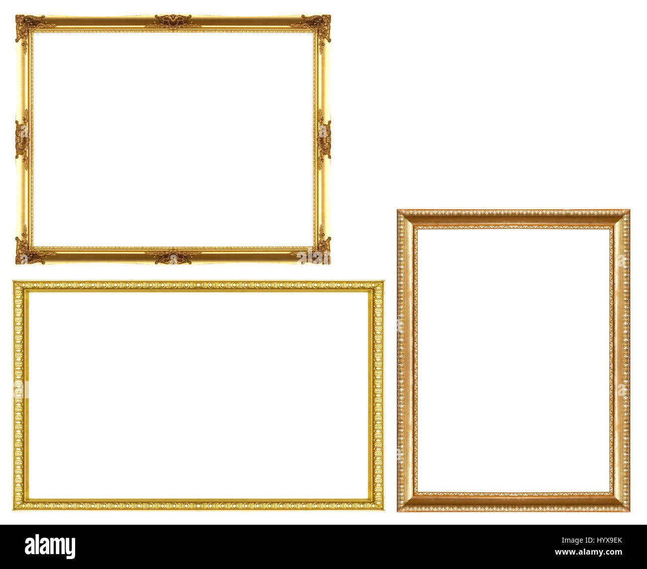 Set of golden vintage frame isolated on white background Stock Photo ...