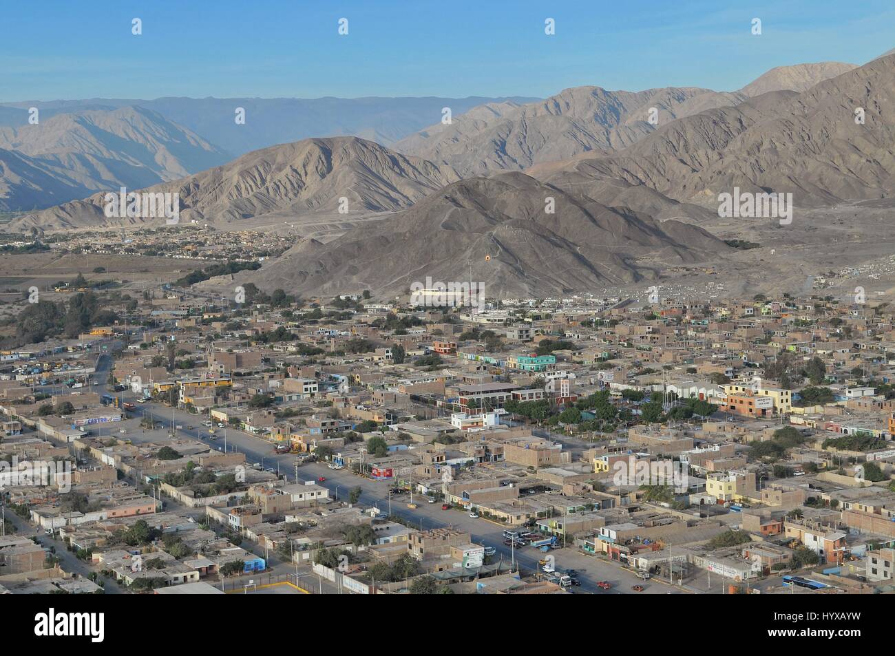 Peru, Nasca City, Aerial View Stock Photo