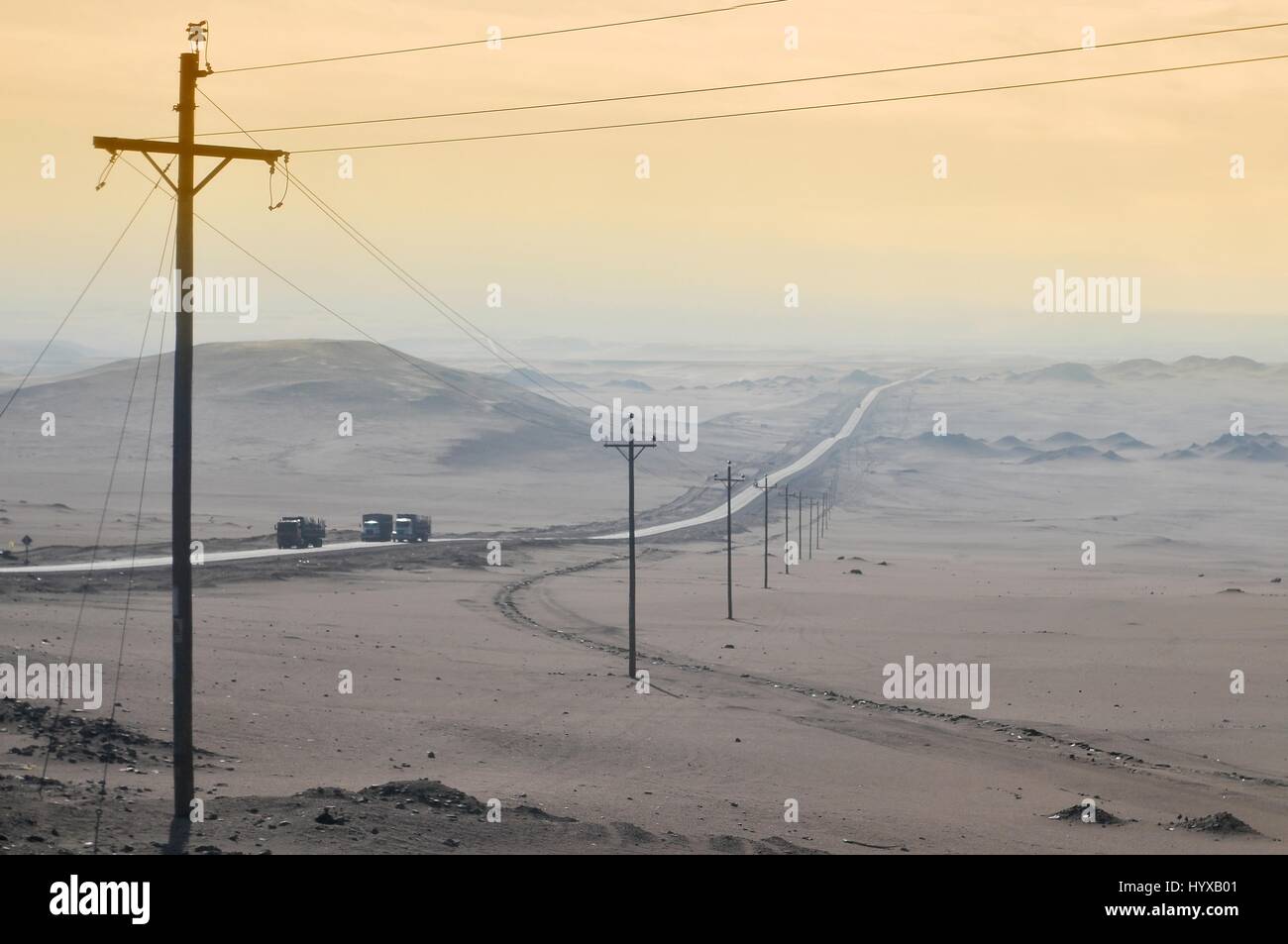 Peru, Nasca, Desert and Pan American Highway Stock Photo