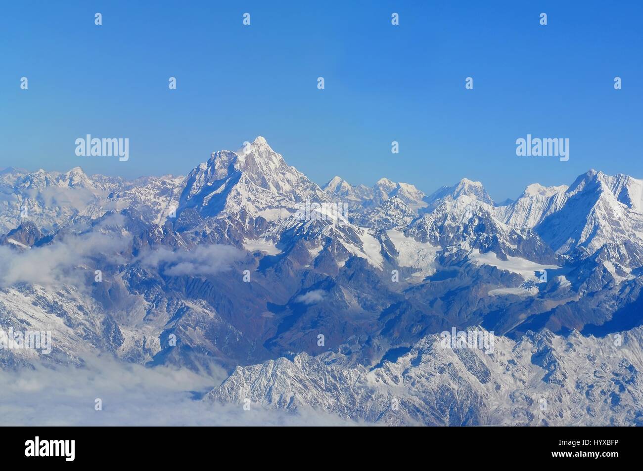 Nepal, Everest Himalaya, Wonderful aerial views in Nepal fly over to mountain Everest Himalaya Stock Photo