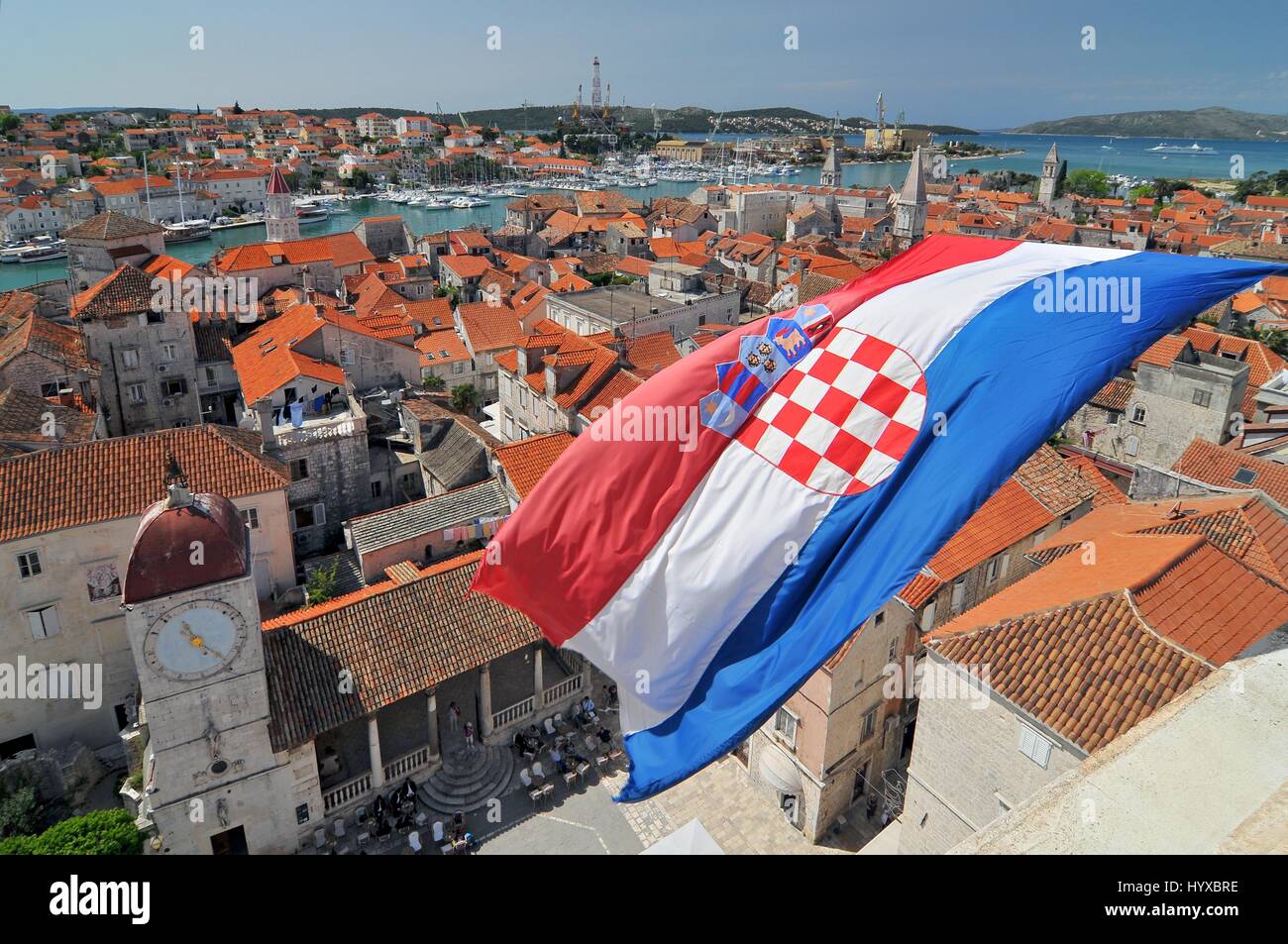 Croatia, Trogir, View on Trogir and it's Main Square from Cathedral of Saint Lawrence, Croatia Stock Photo