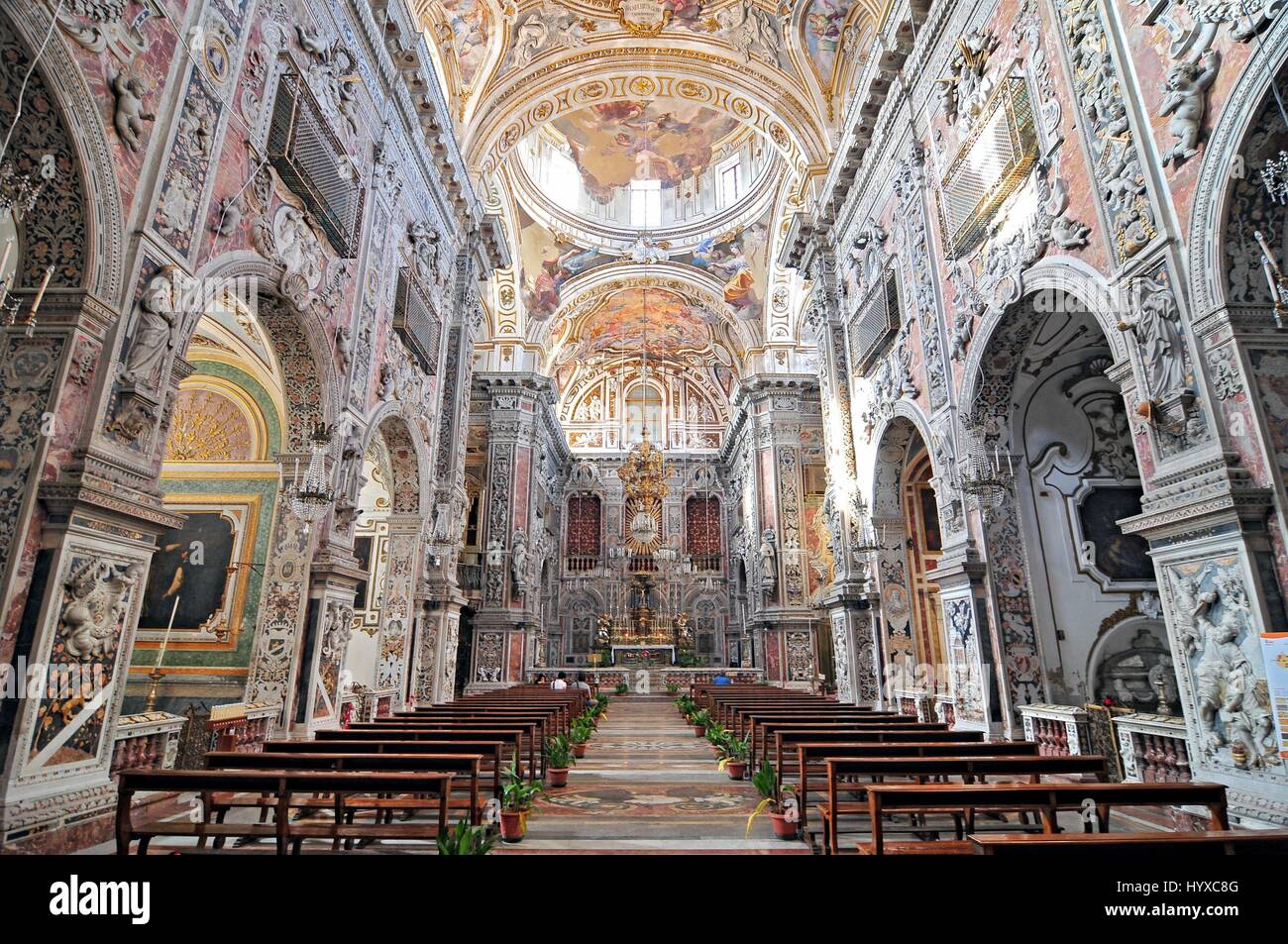Interior of baroque church Chiesa di Santa Caterina in Palermo Italy