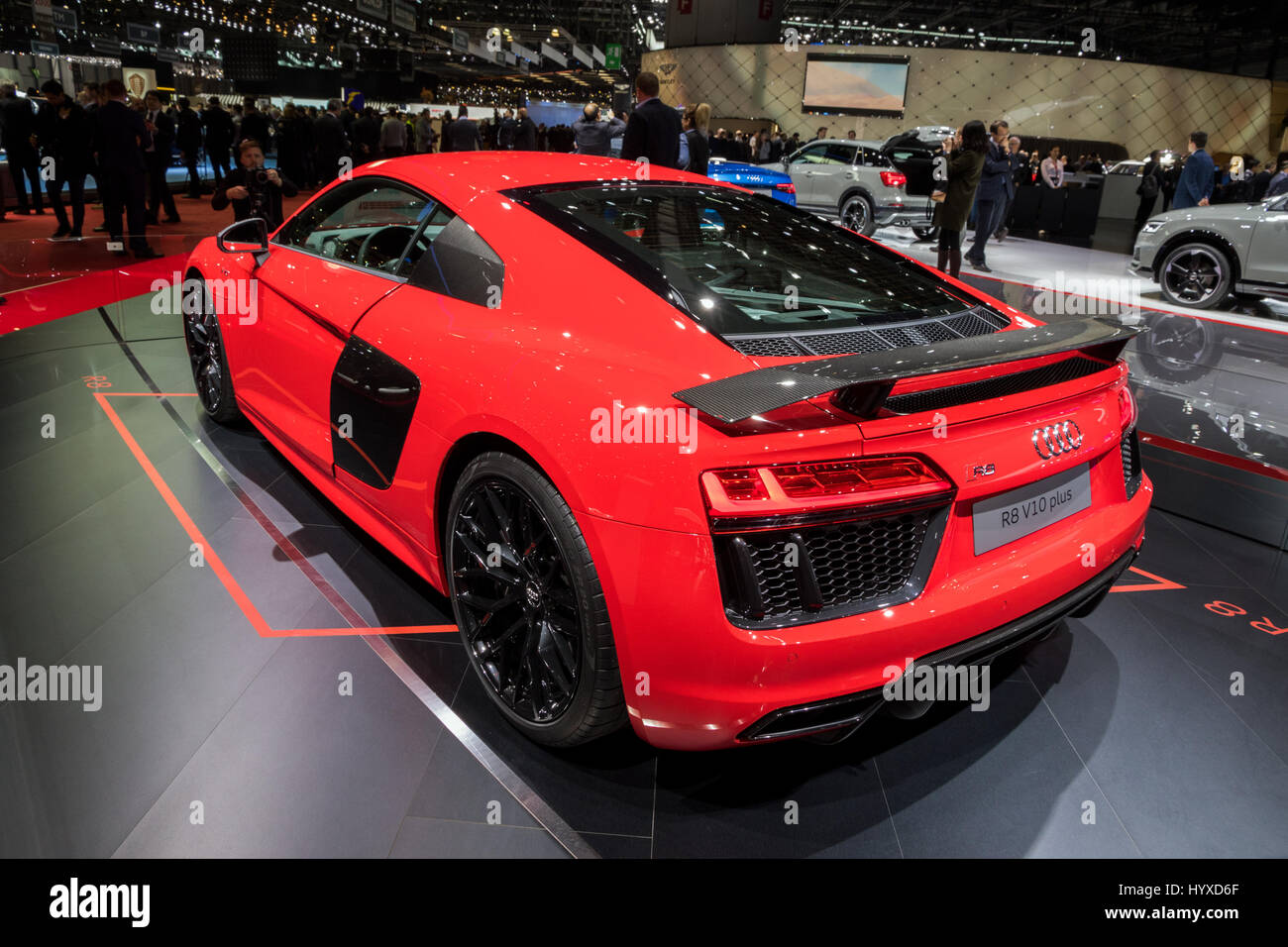 GENEVA, SWITZERLAND - MARCH 7, 2017: Audi R8 V10 plus sports car presented  at the 87th Geneva International Motor Show Stock Photo - Alamy