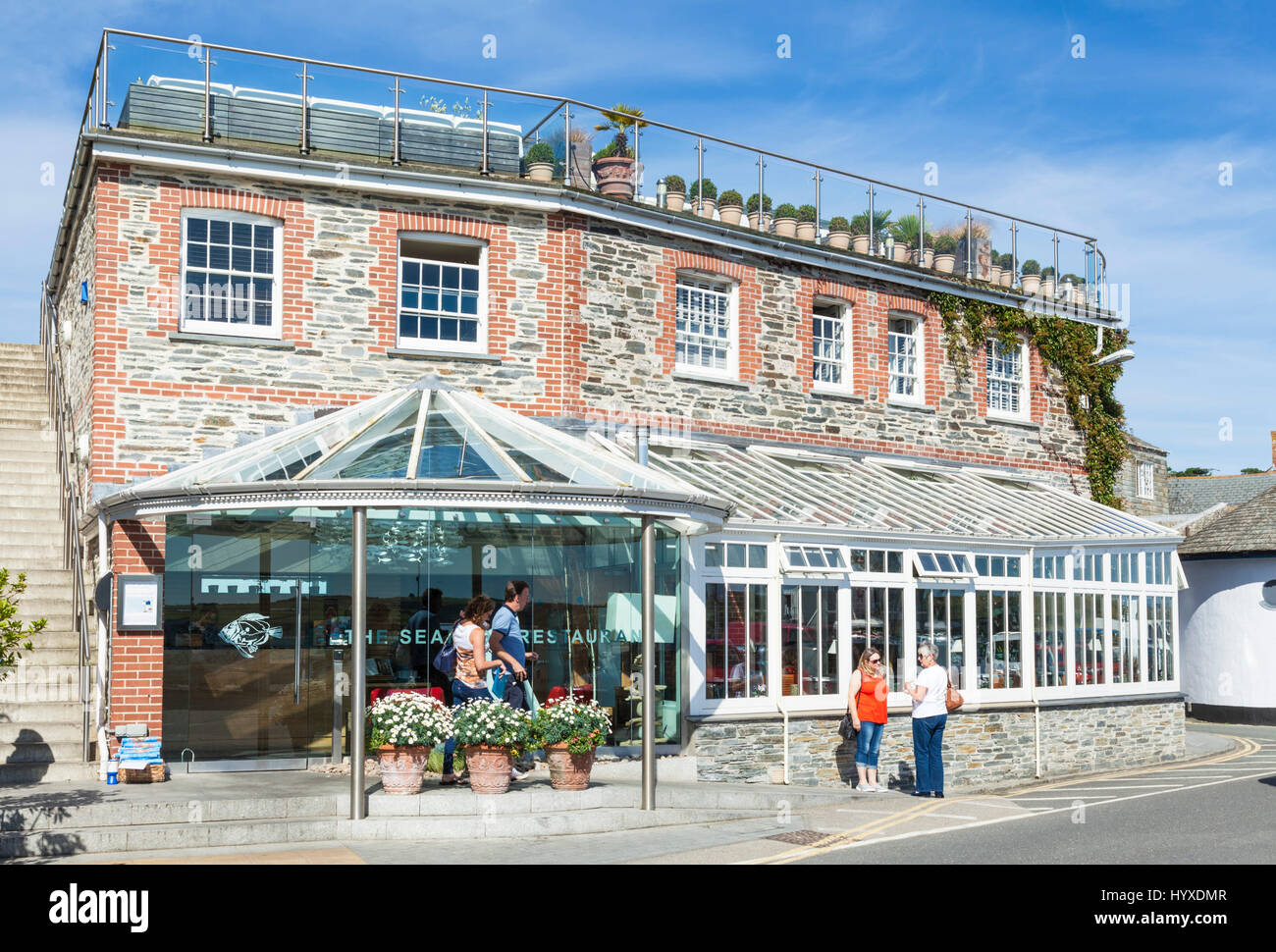 Padstow Cornwall the seafood restaurant Padstow cornwall rick stein owner Padstow Harbour Cornwall west country england uk gb eu europe Stock Photo