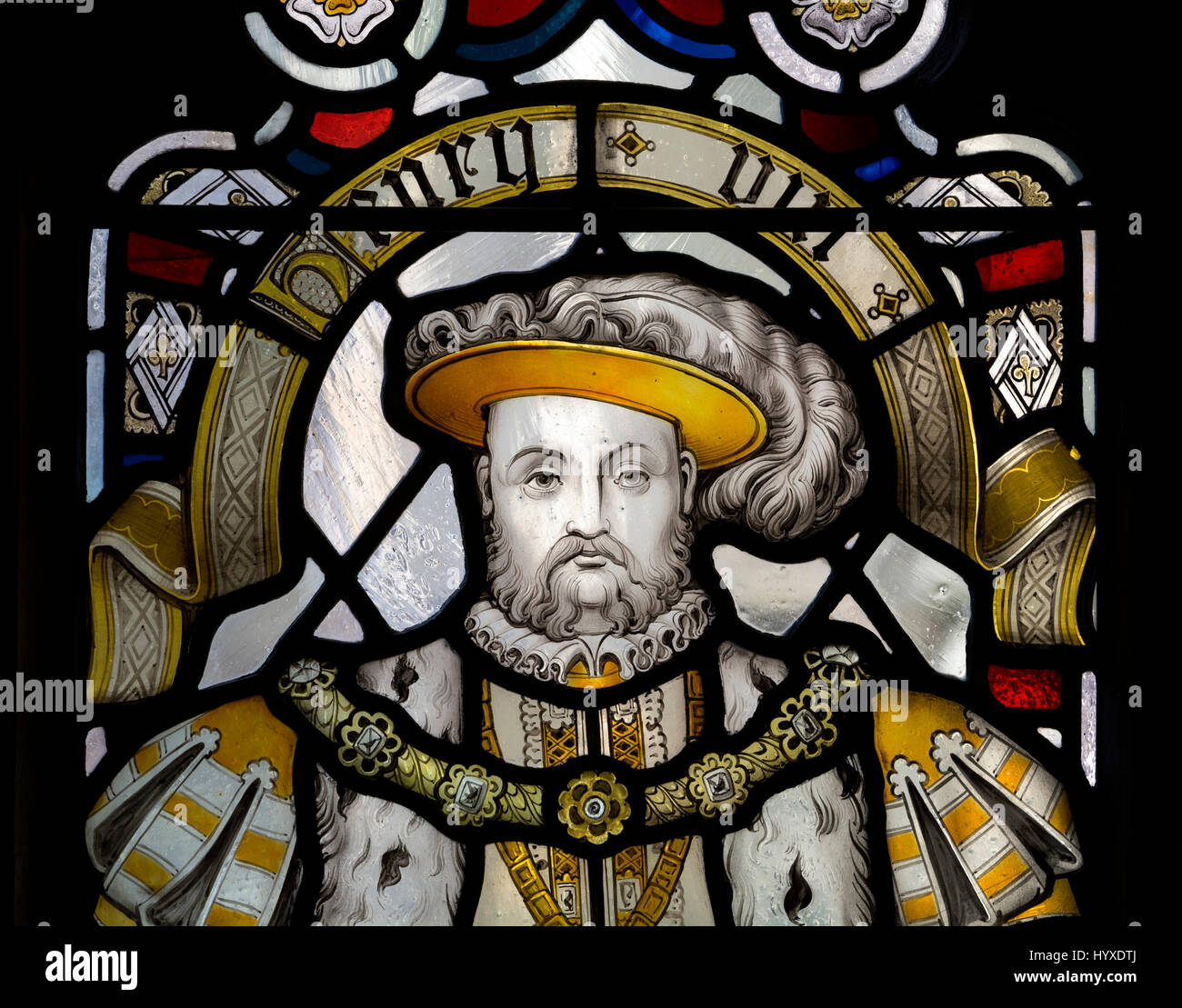 King Henry VIII stained glass in Bristol Cathedral, UK Stock Photo Alamy