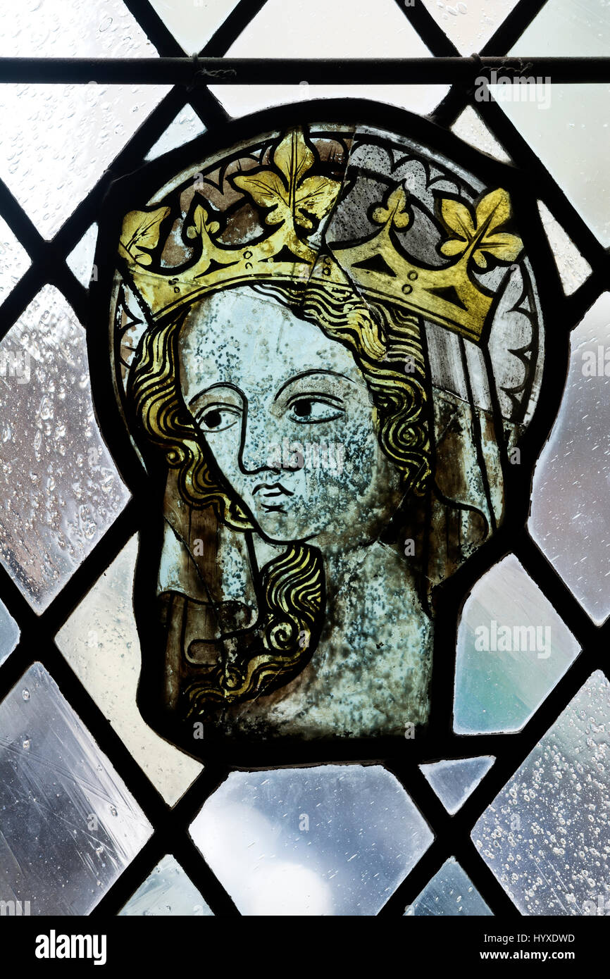 Medieval stained glass in Bristol Cathedral, UK Stock Photo Alamy