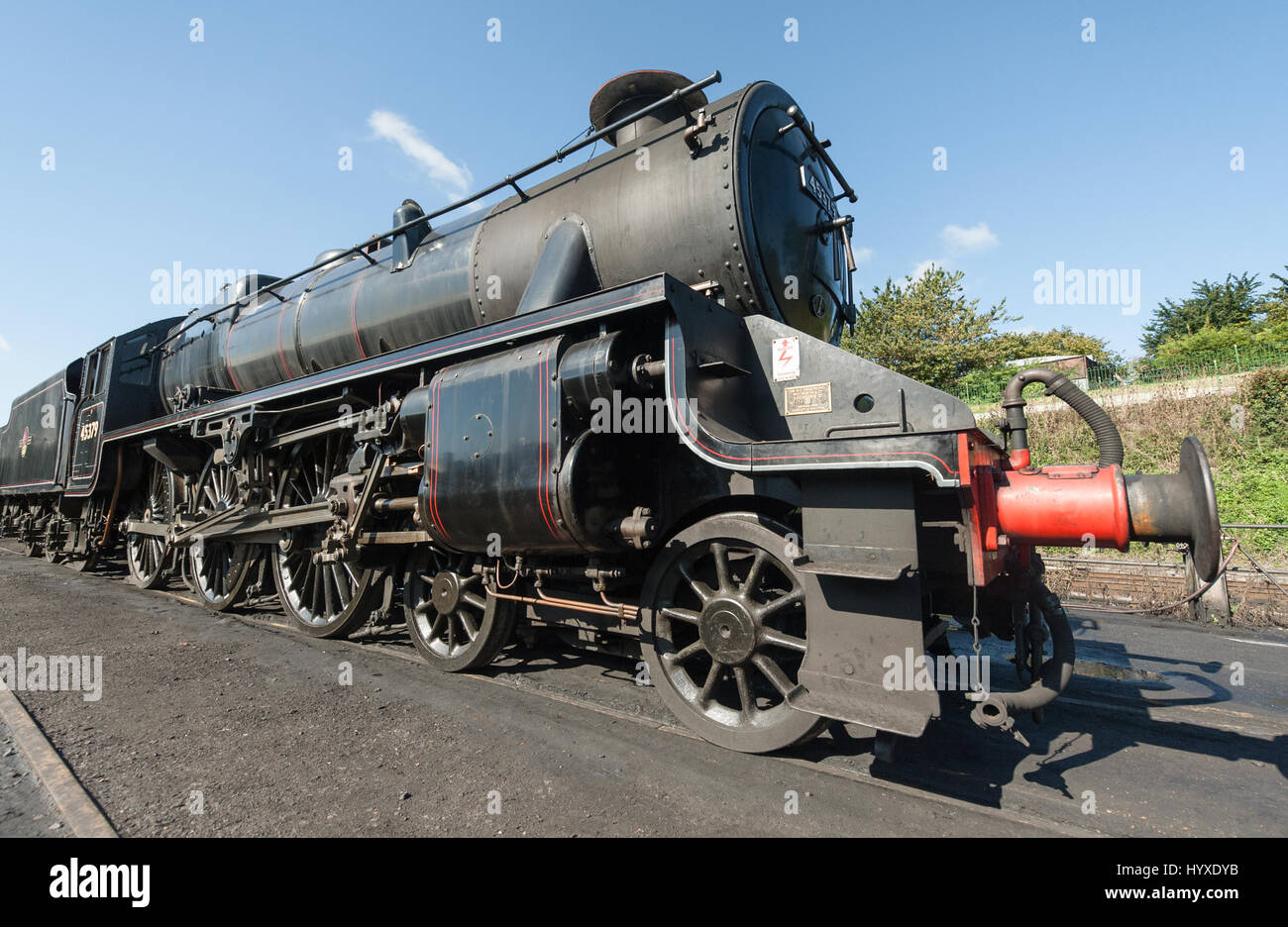 Ropley, UK - 19 September, 2015: Vintage steam locomotive LMS Black 5 - 45379 at the Mid-Hants Watercress railway station of Ropley, UK Stock Photo