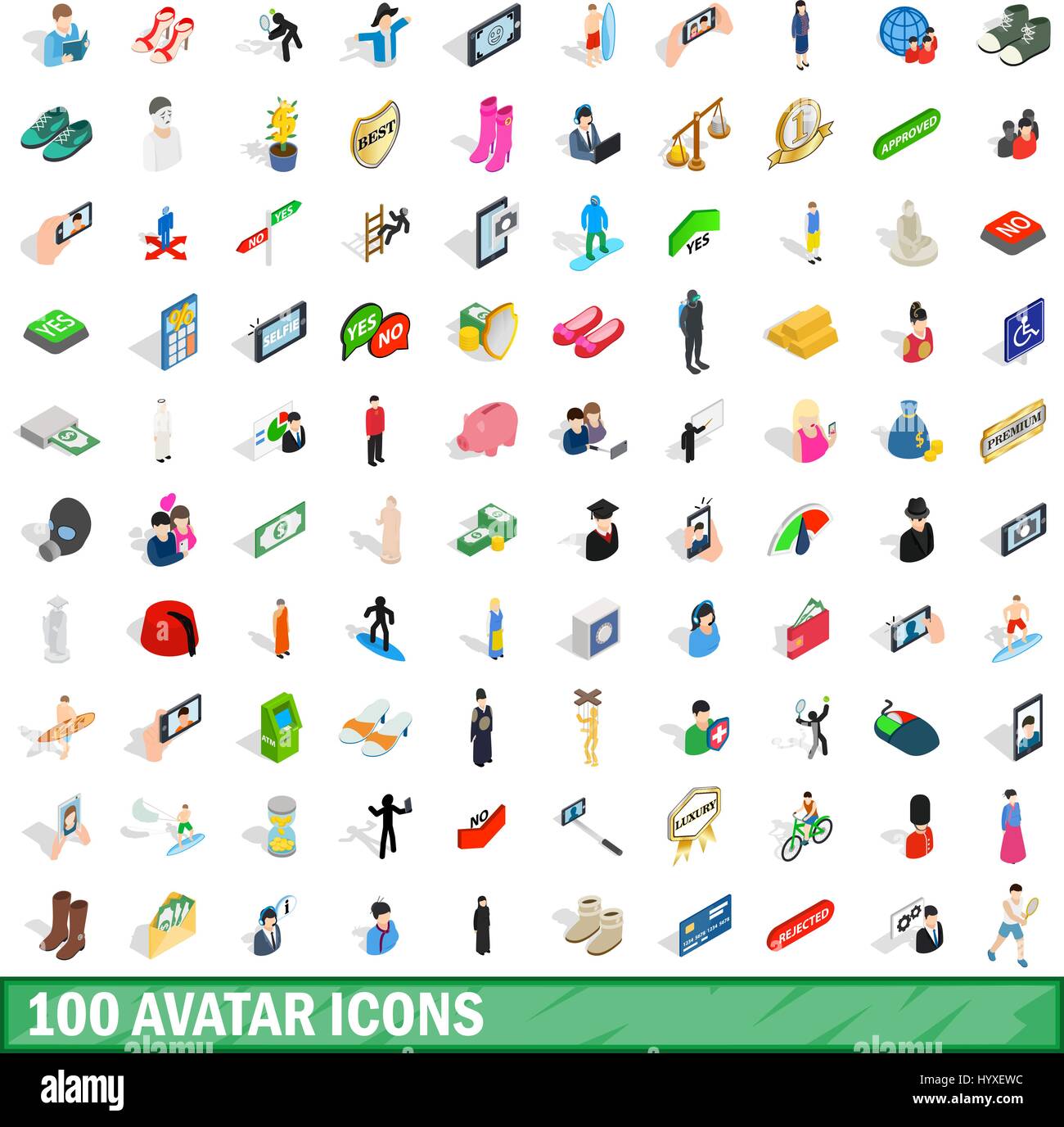 100 avatar icons set, isometric 3d style Stock Vector Image & Art - Alamy