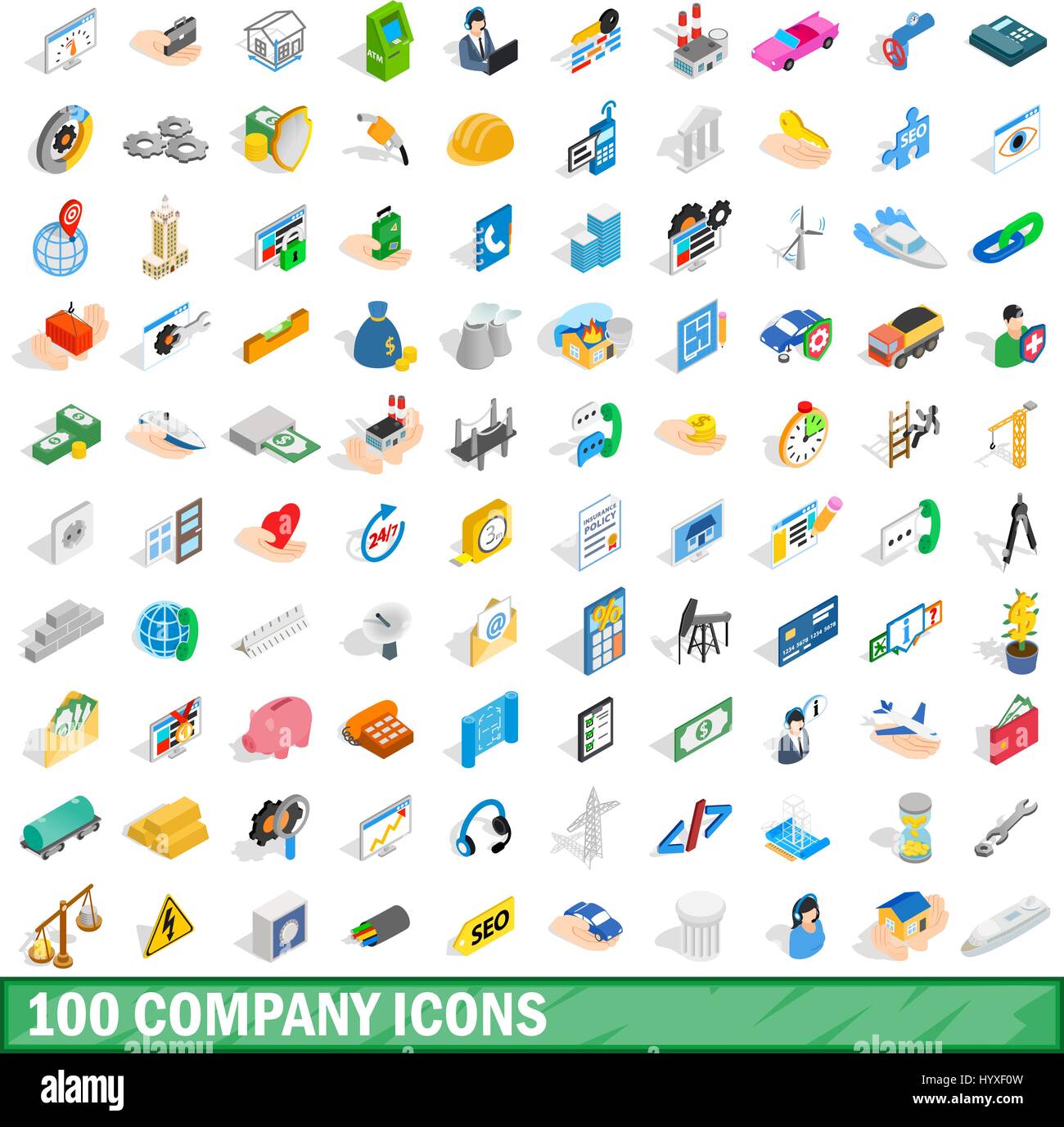 100 company icons set, isometric 3d style Stock Vector Image & Art - Alamy
