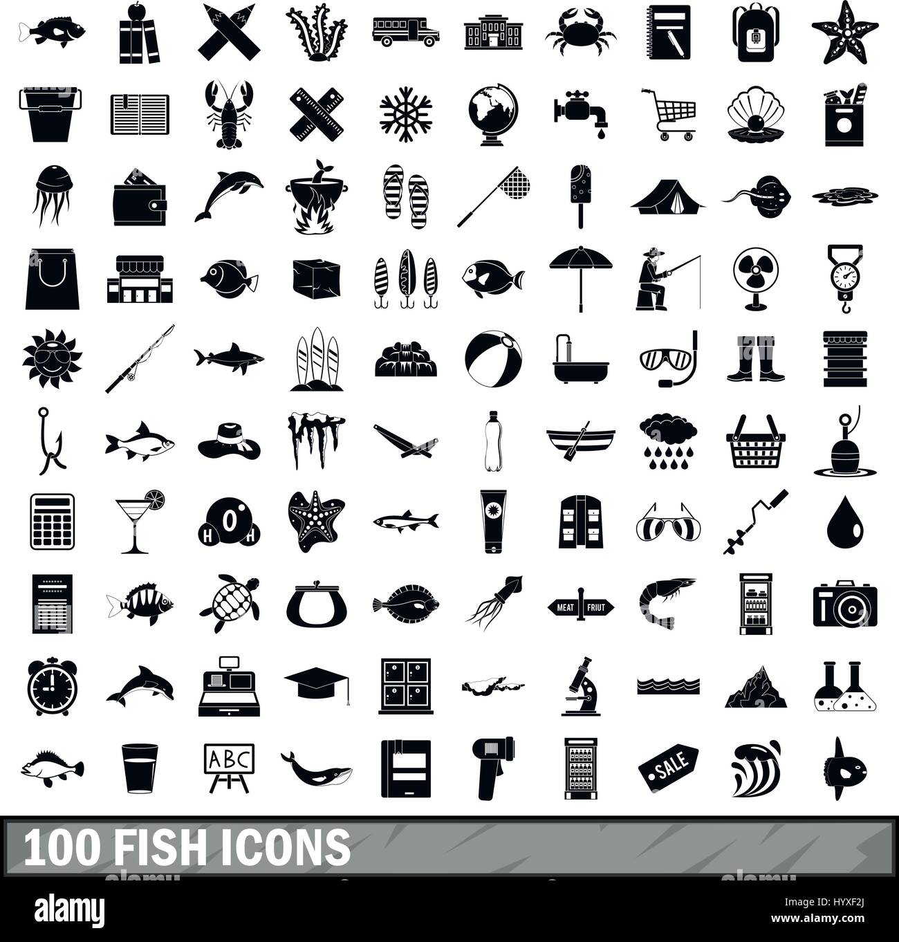 100 fish icons set, simple style Stock Vector Image & Art - Alamy