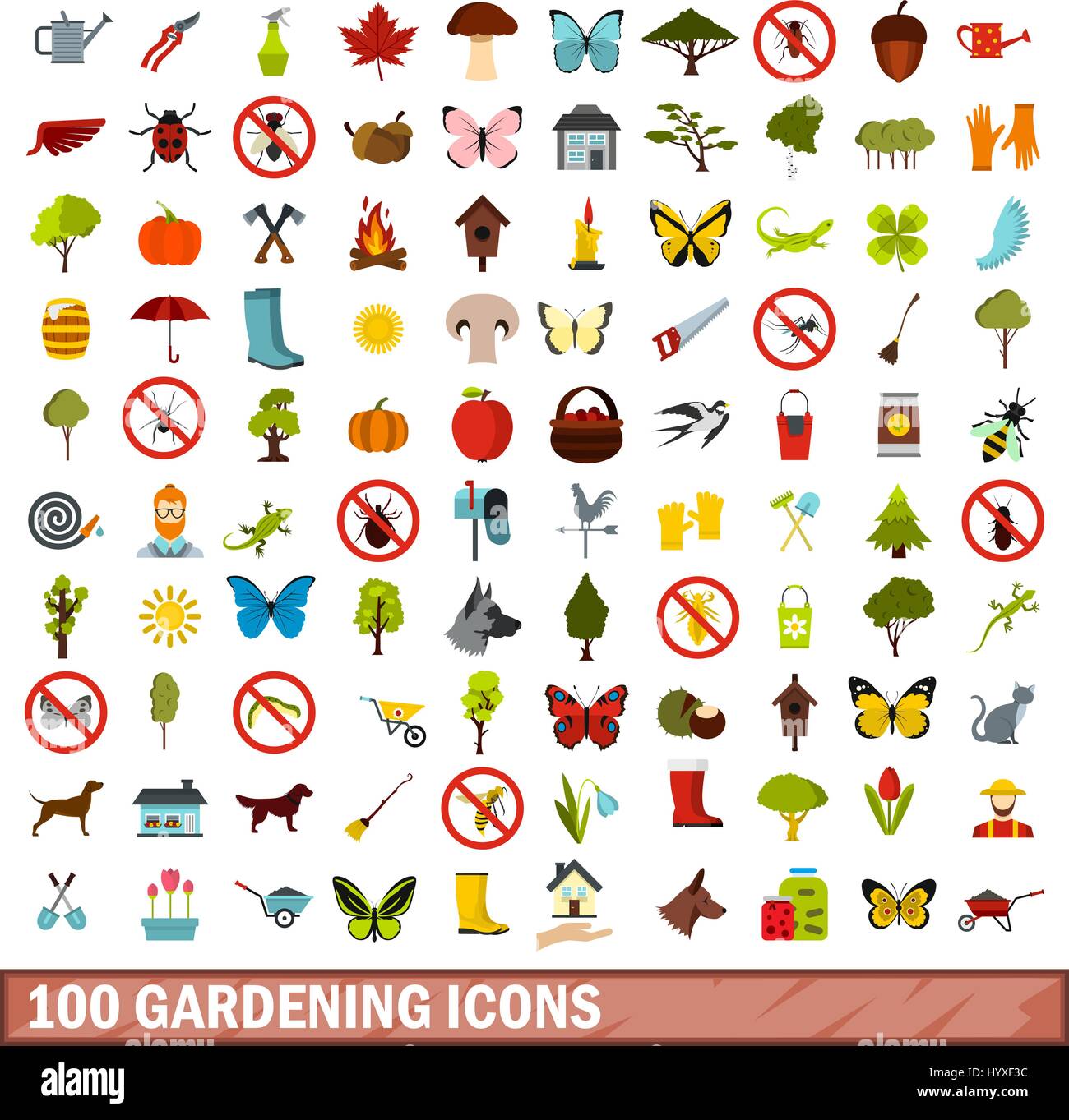 100 gardening icons set, flat style Stock Vector Image & Art - Alamy