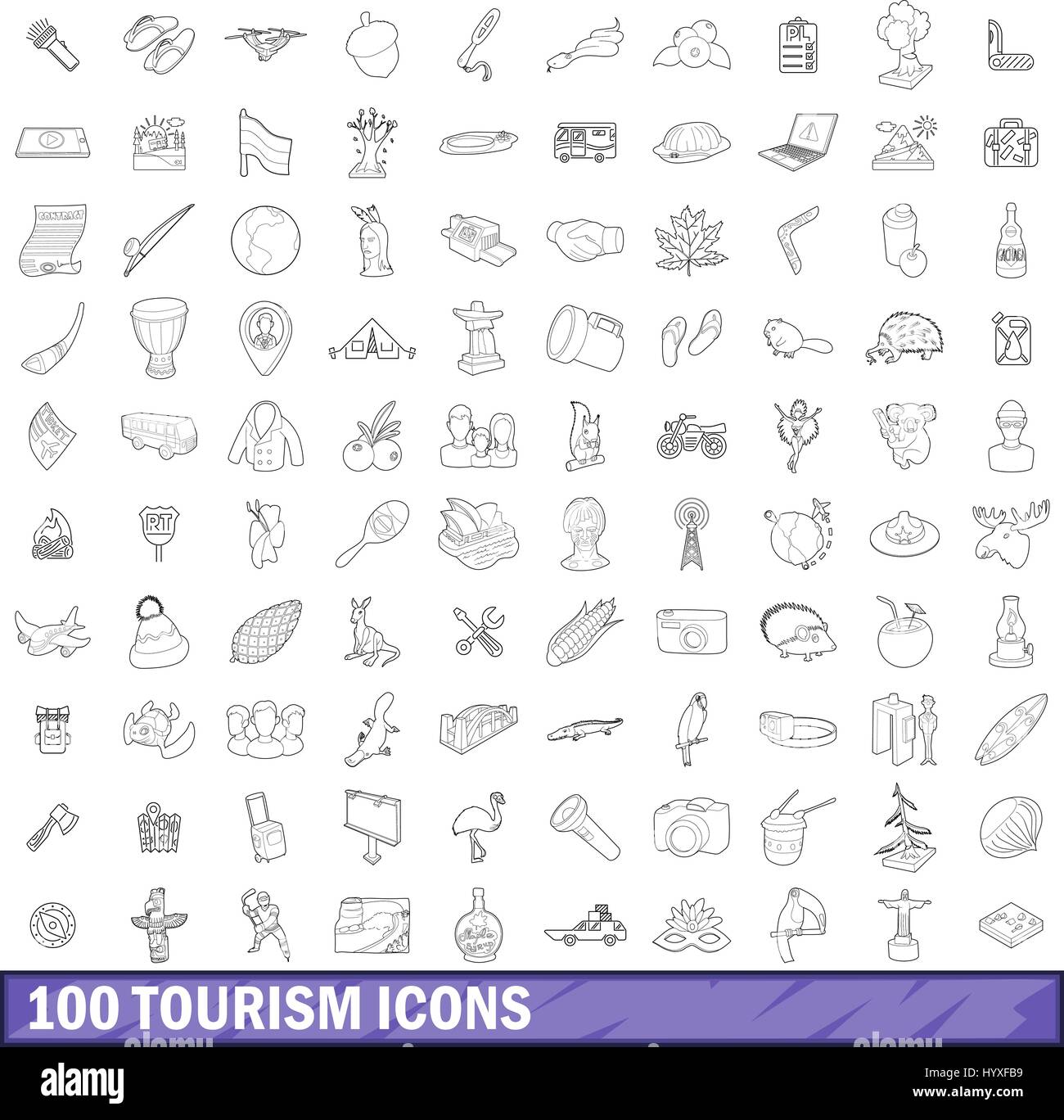 100 tourism icons set, outline style Stock Vector Image & Art - Alamy