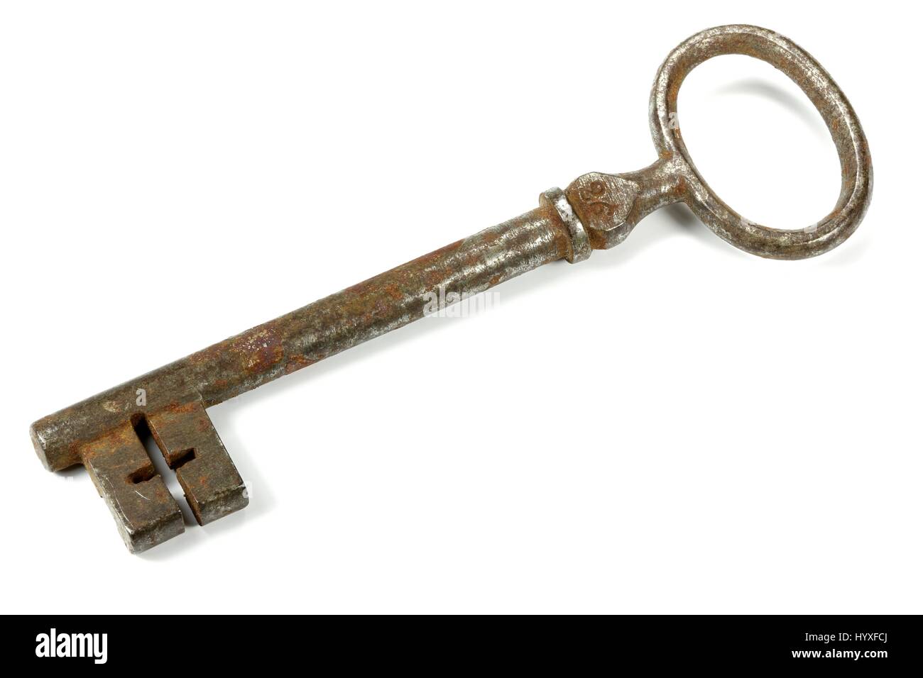 antique key isolated on white background Stock Photo