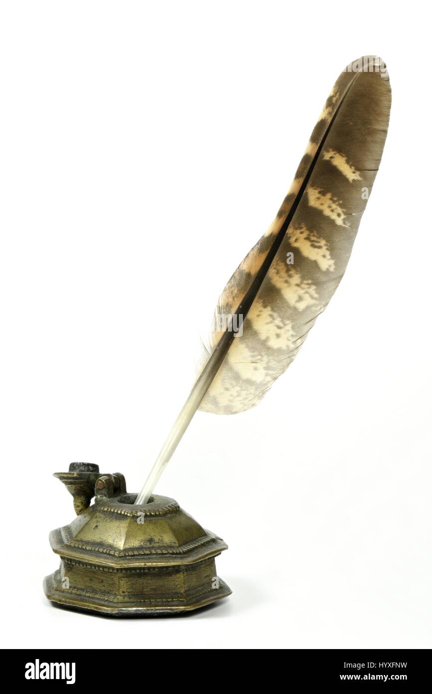 Antique Inkwell And Quill
