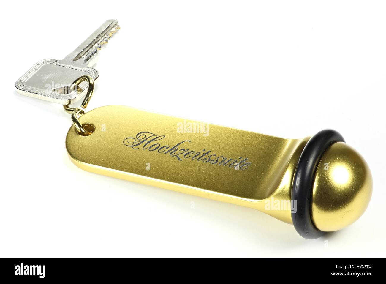 bridal suite German hotel key isolated on white background Stock