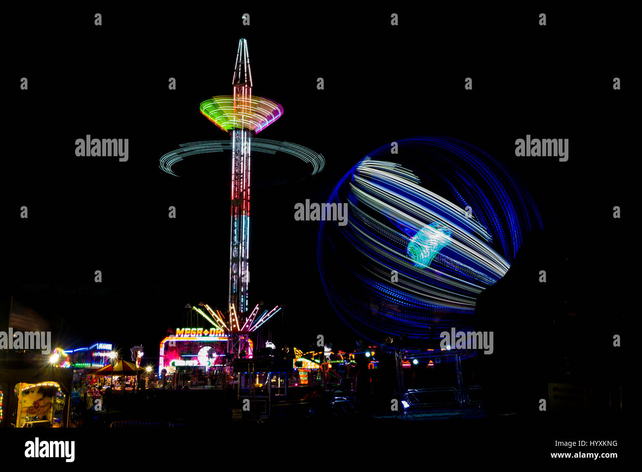 A high ride at a funfair in London Stock Photo - Alamy