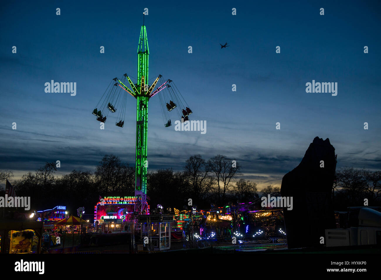 A high ride at a funfair in London Stock Photo - Alamy