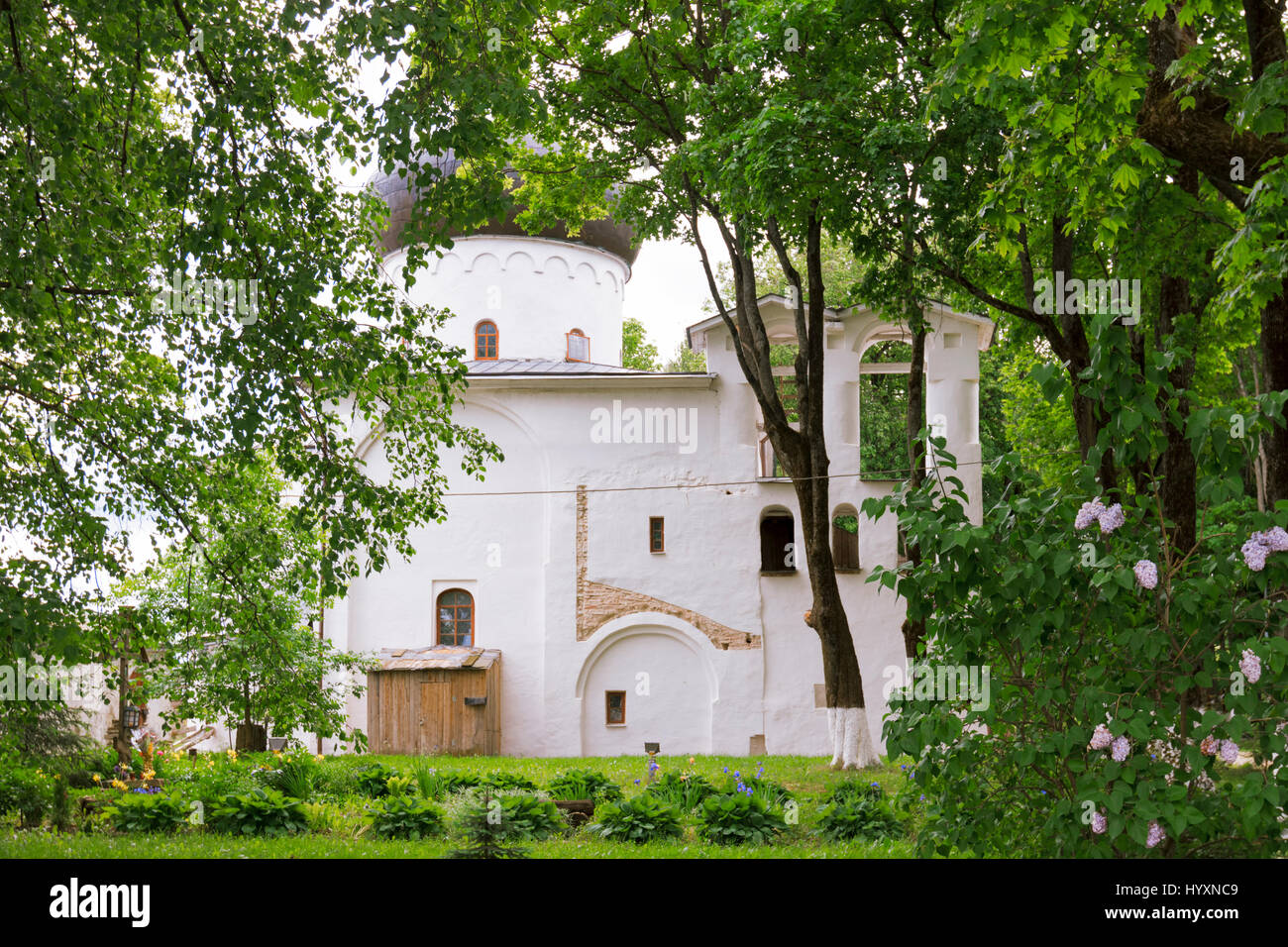 Spaso-Preobrazhensky Monastery Mirozhsky in Pskov Stock Photo