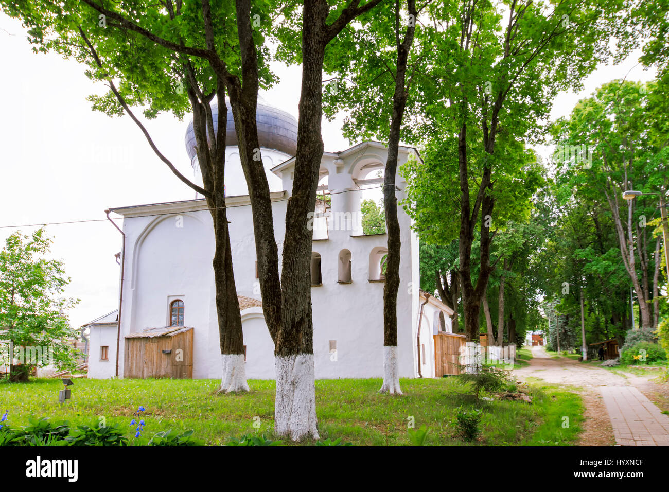 Spaso-Preobrazhensky Monastery Mirozhsky in Pskov Stock Photo