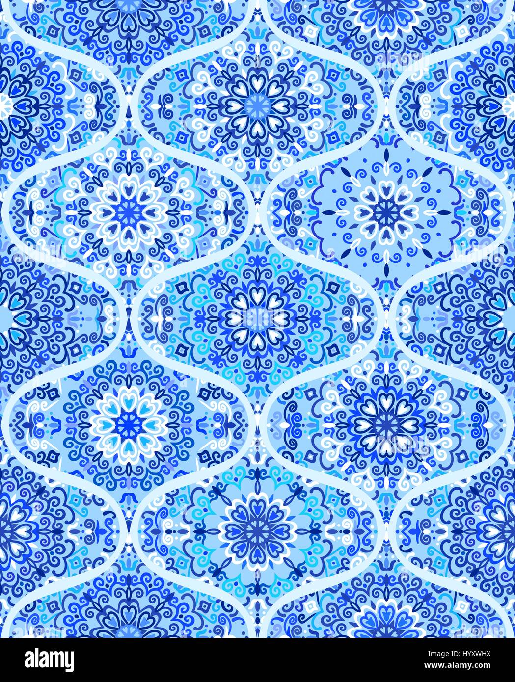 Mandala Tile Pattern Ogee Blue Background Stock Vector Image & Art - Alamy
