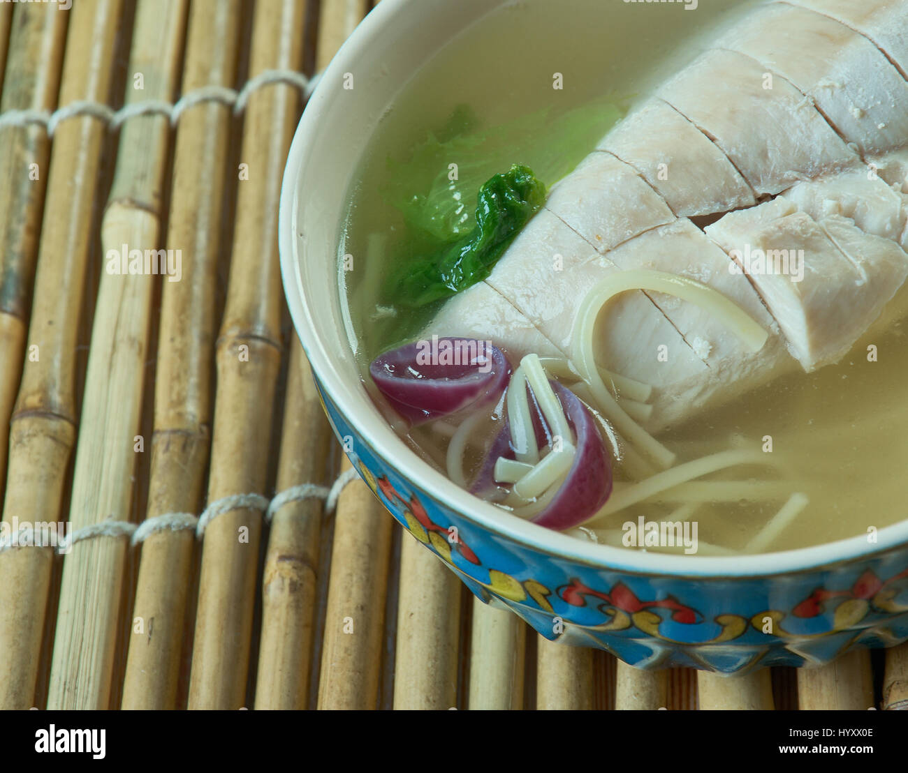 Gogi guksu -  traditional foods in Jeju Province, South Korea.similar to Vietnamese Pho. Stock Photo
