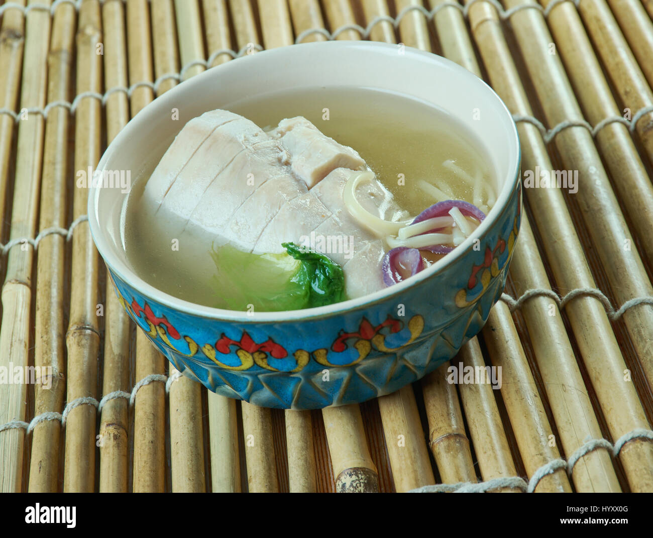 Gogi guksu -  traditional foods in Jeju Province, South Korea.similar to Vietnamese Pho. Stock Photo