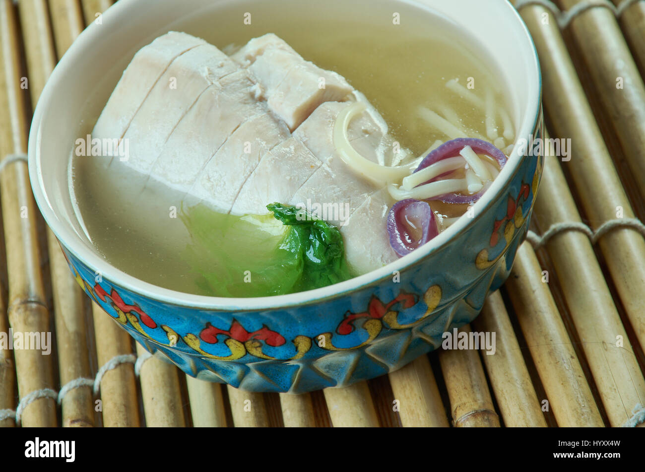 Gogi guksu -  traditional foods in Jeju Province, South Korea.similar to Vietnamese Pho. Stock Photo