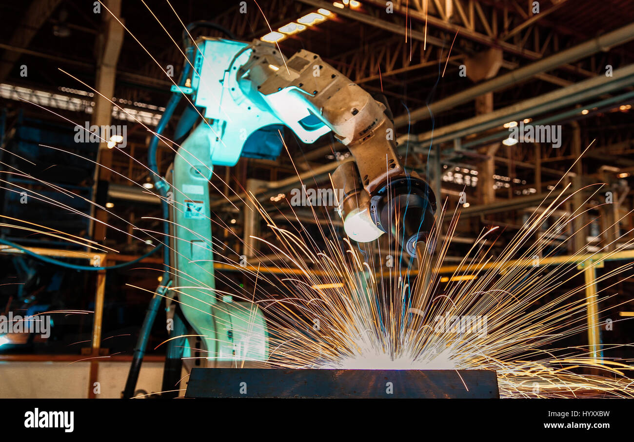 Robot welding assembly automotive part Stock Photo Alamy