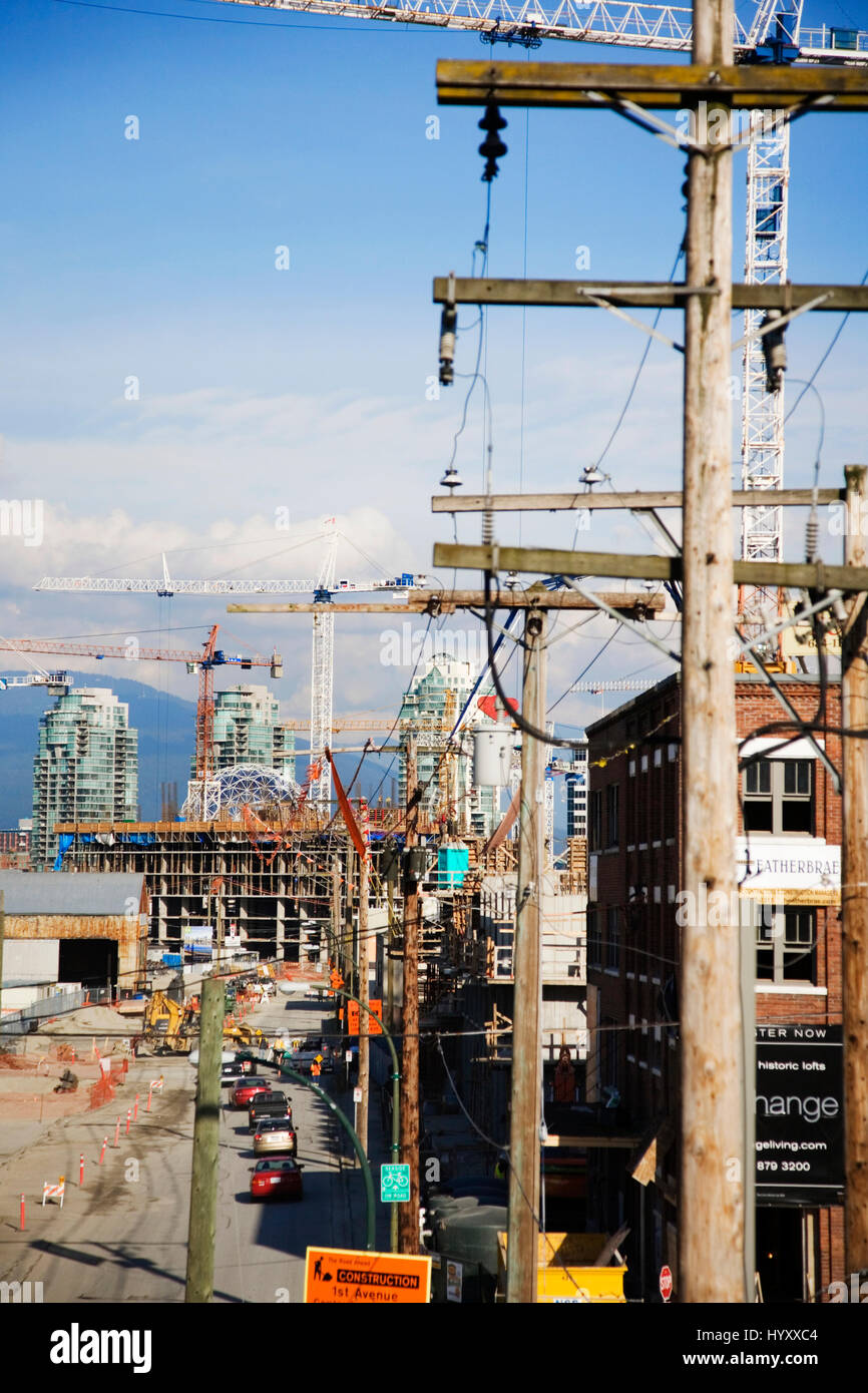 Construction cranes downtown Vancouver Stock Photo Alamy