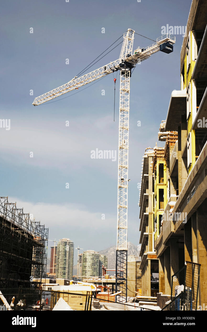 Construction cranes downtown Vancouver Stock Photo Alamy