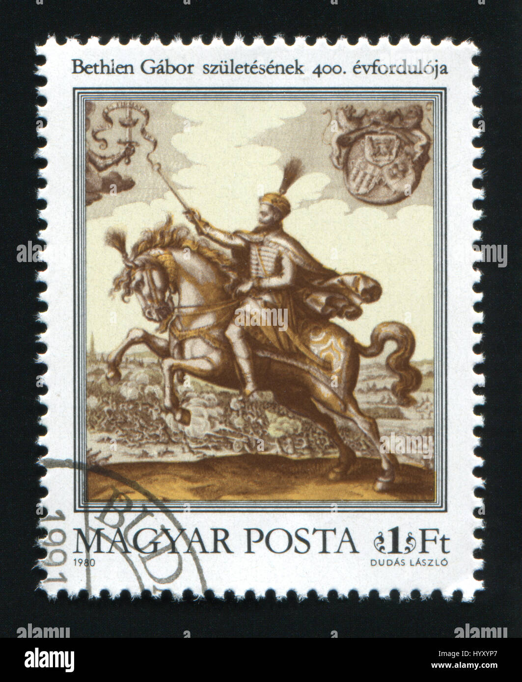 HUNGARY - CIRCA 1980: A postage stamp printed in Hungary, shows Gabor Bethlen, Copperplate Print, circa 1980. Stock Photo