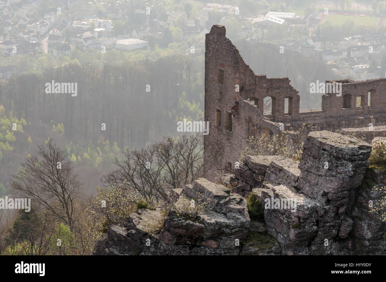 a ruined castle looking out over Baden Baden in Germany Stock Photo - Alamy